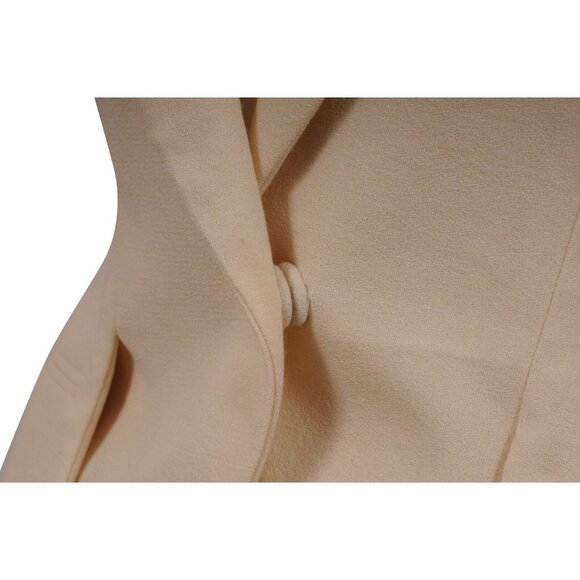 Christian Dior Vintage 2000's Shawl Lapel Fringe Blazer US 10 FR 42 Cream Wool - Picture 12 of 16